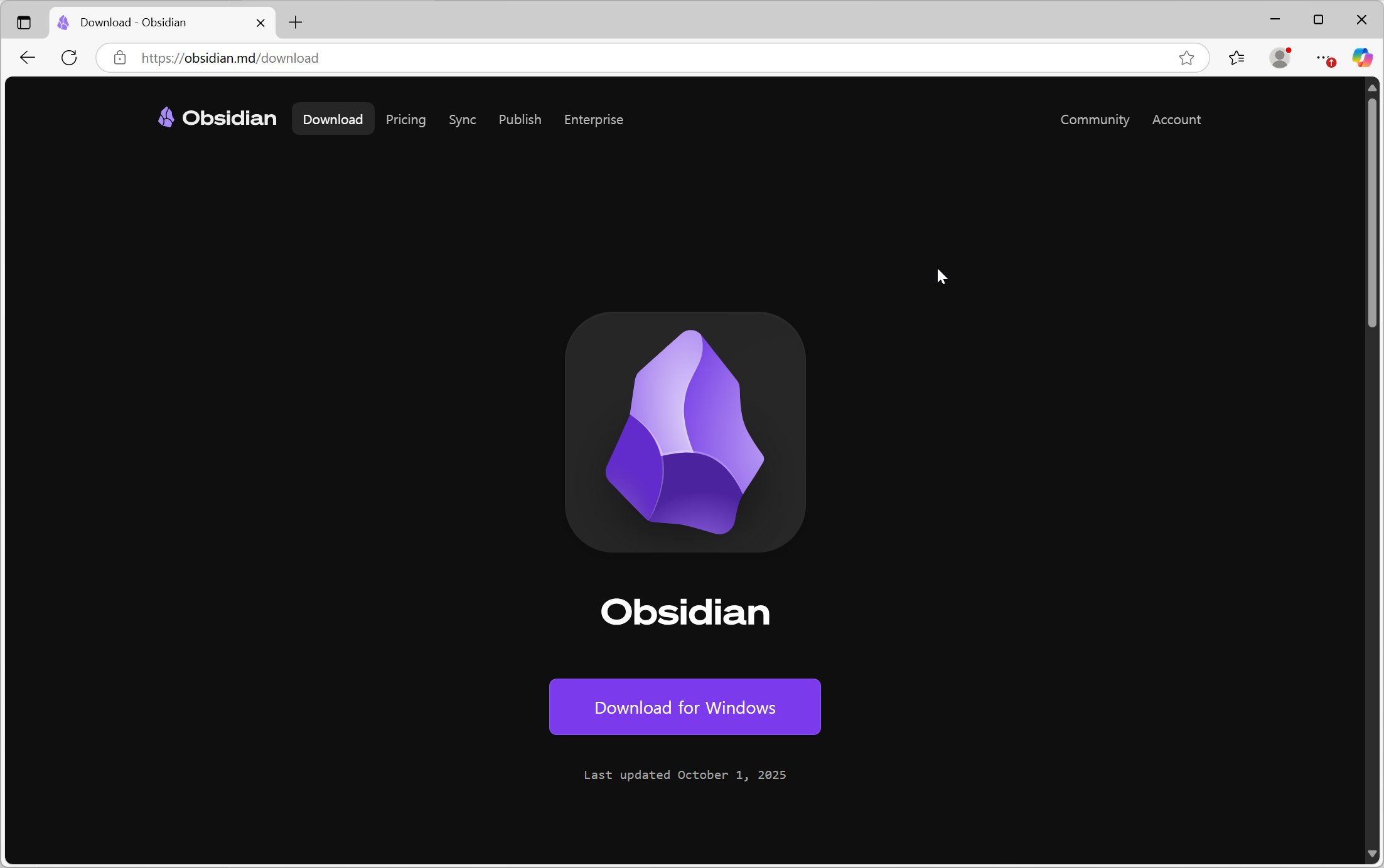 옵시디언 공식 사이트